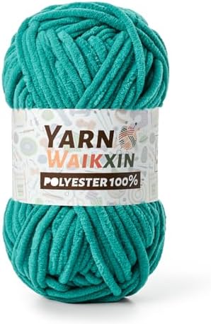 Deep Sea Green Soft Chenille Yarn for Crocheting, Fluffy Chunky Crochet Yarn for Baby Blanket, (3.52oz/131yds) Fuzzy Velvet Yarn for Amigurumi&DIY Puzzle、Crafts、Scarf