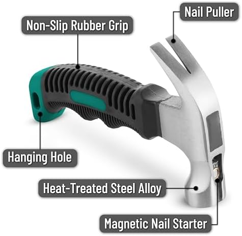 Mr. Pen- Claw Hammer, 8oz, Dark Green, Magnetic