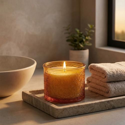 10 oz Multi-color Mandala Glass Candle Jars with Bamboo Lids, 9 Pack