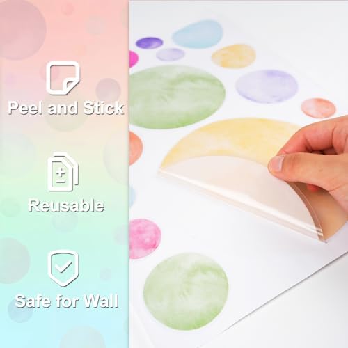 AOWDIAO 68 Large Watercolor Polka Dot Wall Decals, Peel and Stick Vinyl Stickers for Girls Bedroom, Nursery, Playroom, Classroom Pastel Decor