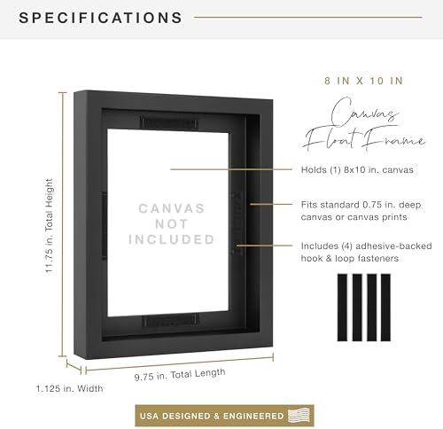 MCS Canvas Float Frame, 8x10, Black