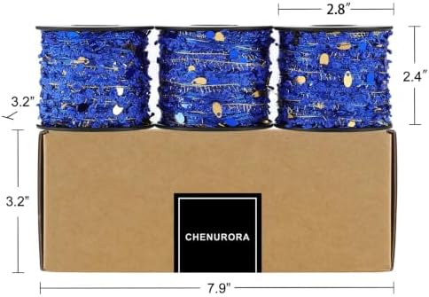 Artisanal Yarn Collection Multifiber Fancy Yarn for Knitting Crocheting Crafts DIY, Set of 3 Rolls(139 Sapphire Starlight)