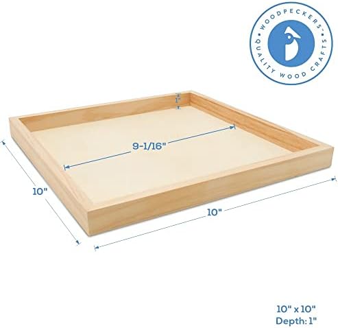 Wood Canvas Panel Cradled 10 x 10 inch, Pack of 3 Blank Framed Wood Signs for Painting, Shadow Box, & Tray Crafts, by Woodpeckers