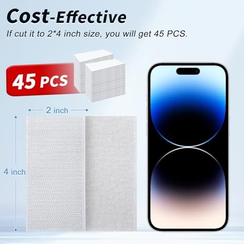 2 Inch x 15Ft Hook and Loop Strips with Adhesive, Double Sided Self Adhesive, Nylon Self Tape for Home Office School and Crafting (White, 2 in x 15Ft)