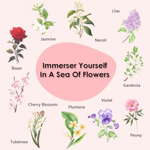 Floral Essential Oils, INWICOPH Flower Fragrance Oil for Candle Making - Rose, Jasmine, Gardenia, Lilac, Plumeria, Peony and More, Aromatherapy Oils for Diffusers for Home