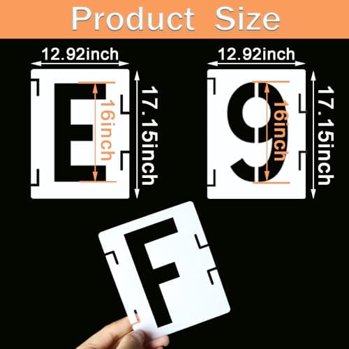 YEAJON 16 Inch Letter Stencils Symbol Numbers Craft Stencils, 42 Pcs Reusable Alphabet Templates Interlocking Stencil Kit for Painting on Wood, Wall, Fabric, Rock, Sign, DIY Art Projects