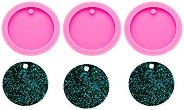 3pc 1.5in Circle with Hole Blank Keychain Resin Crafting Silicone Mold Crafts Epoxy with 10PC Key Ring(DY0260+DY0260+DY0260)