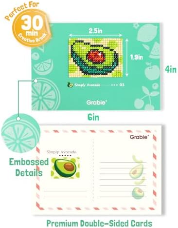 Grabie Mini Diamond Painting Cards Kit, 10 Pack Square Drill, Fresh Picking