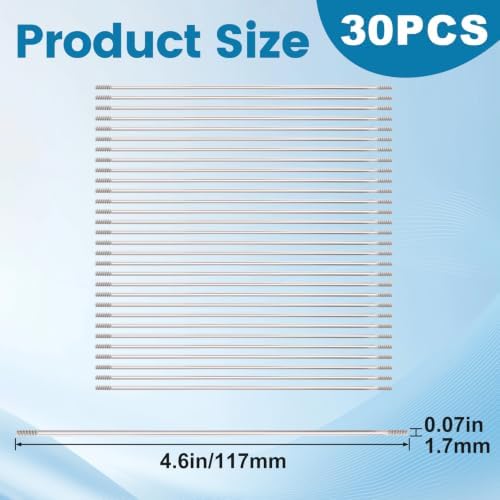 30PCS Beadable Pen Extender Rods, 117mm Beaded Metal Rods, Silver