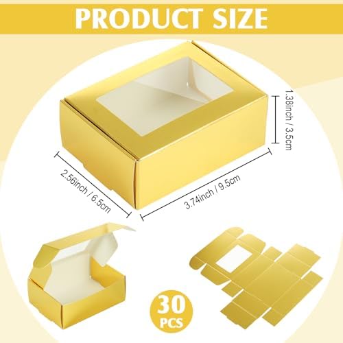 Zonon 30 Pcs Mini Kraft Soap Boxes with Window Homemade,Gold