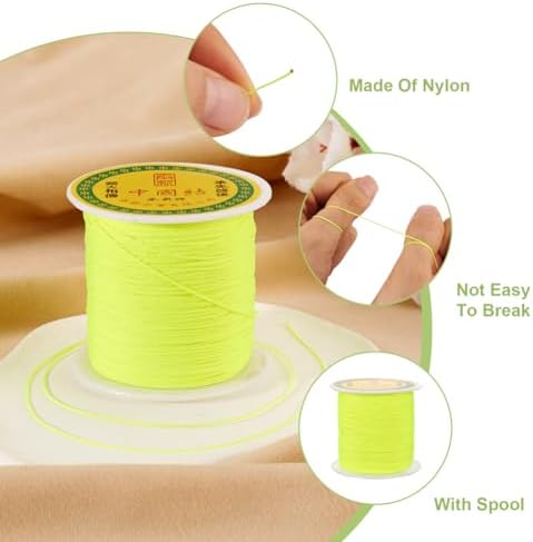 150 Yards 0.5mm Braided Nylon Crafting Thread Chinese Knotting Beading String Macrame Cord Rope for Necklace Bracelet Jewelry Craft Making, Yellow