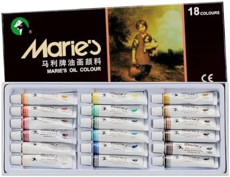 Marie's Extra-Fine Artists' Oil Paint Set, Highly Concentrated Colors - Oil Based Paint Set of 18, 12ml Tubes Vibrant Colors Paint Assortment
