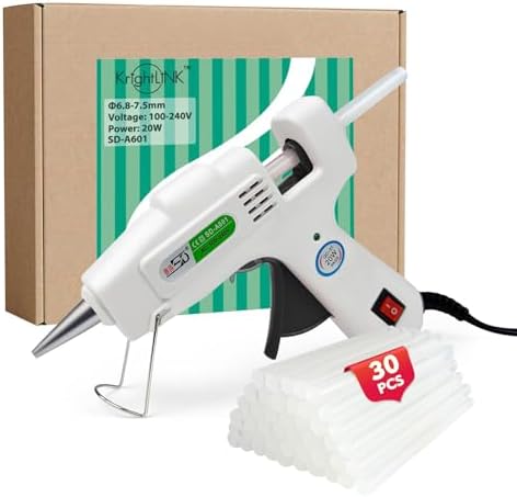 Krightlink Mini Hot Glue Gun Kit with 30 Glue Sticks 20w Fast Preheating | Hot Melt High Temp hot glue gun, Anti-Drop Precision Nozzle, for School Crafts DIY Arts, Quick Home Repairs - White