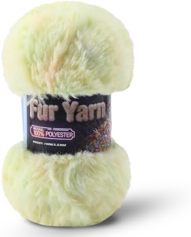 Faux Fur Yarn Soft Fluffy for Crocheting - 1 Skeins(Each 3.5oz/100g, 71yd/65m) - Chunky & Fluffy Yarn for Crochet Amigurumi, Blankets, Hand Knitting, Scarves &Crafts (1, Colorful Yellow)