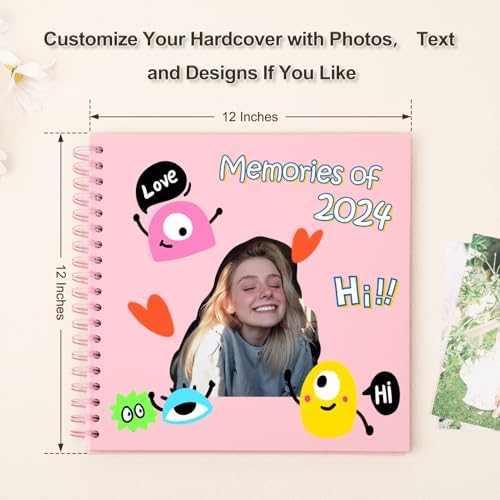 Scrapbook Album 12x12 Inches 100 Pages Hardcover Kraft Paper Pink