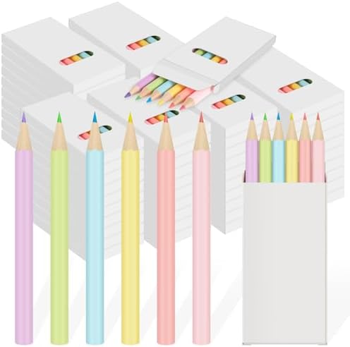 Ctosree Mini Colored Pencils Bulk Coloring Drawing Pencil in Boxes End of Year Gift for Students Kids Classroom School Painting Birthday Party Favor, 6 Per Pack(60 Packs,Pastel,3.5'')