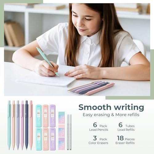 Nicpro Aesthetic School Supplies Stationary Set with Pen Case, 39 PCS Green