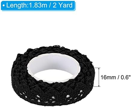 PATIKIL 0.6" Wide 2 Yards Self-Adhesive Lace Tape Lace Ribbon, 3 Pack Cotton Washi Trim Stickers Masking Decorative for Craft Scrapbook DIY Card Making, Black