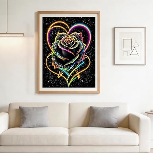 WNPOKN Black Rose Diamond Art Kits for Adults 12 x 16 inch