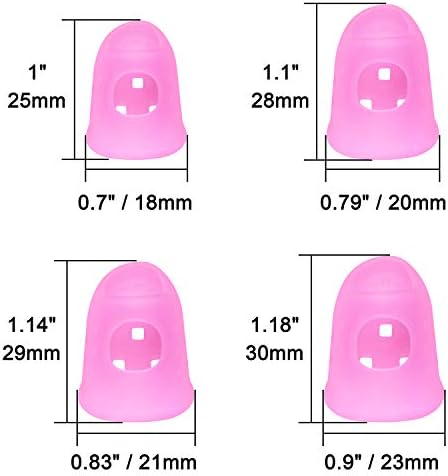Wisdompro 16 Pcs Finger Tips, Thimble Fingertip Grips - Pink, Translucent