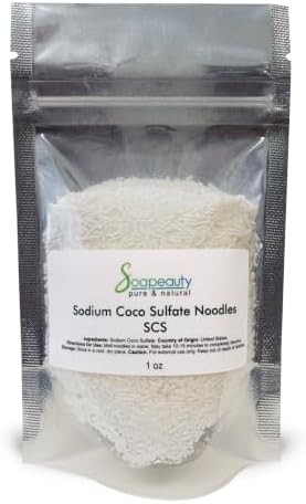 Soapeauty Sodium Coco Sulfate (SCS) Noodles | Coconut Oil Surfactant for Shampoo Bars, Soap Making, Body Wash, Cleansers & DIY Skin Care | 1 oz