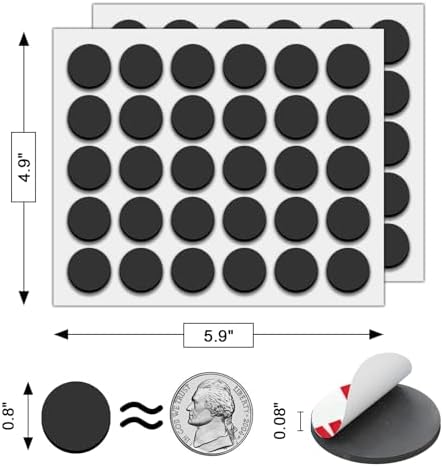 Towjug Sticky Round Magnetic Dots for Crafts, 60 Adhesive Magnets 0.8x0.08