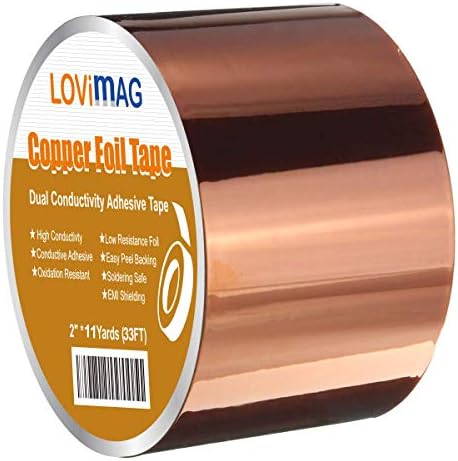 LOVIMAG Copper Tape (2inch X 33 FT) HVAC Foil Anti Tarnish Strips