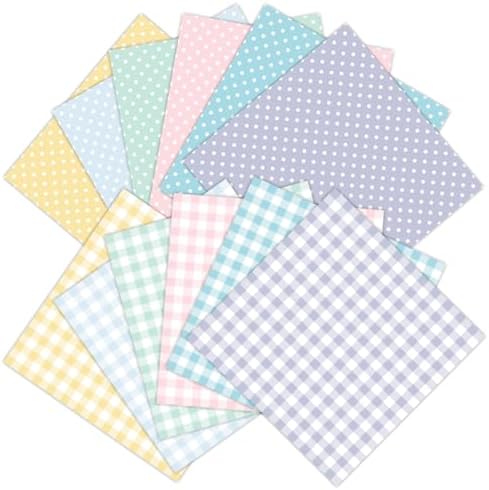 24 Sheets Pink Spring Pastel Essential Patterns Scrapbook Paper Pad - 12x12 inch 160GSM Heavyweight Cardstock, Double-Sided Polka Dot, Gingham Designs for Card Making, DIY Crafts, Photo Album