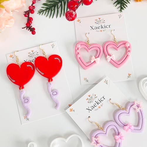 Xaekicr Heart Balloon Polymer Clay Cutters Set – 3Pcs Clay Earring Cutters for DIY Jewelry, Love Shape Clay Tools and Polymer Clay Molds