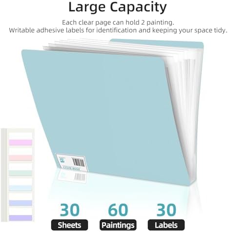 A3 Diamond Painting Storage Book, 60 Views Art Portfolio Presentations Folder with 30 Pages Protectors, 17.3x12.8in Green