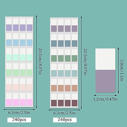 480 Pcs Sticky Index Tabs, 0.5x1'' Colored Book Sticky Tabs for Notebooks