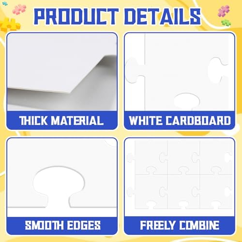 8.5x8.9'' Large White Blank Puzzle Pieces Oversize Puzzles(80Pcs White)