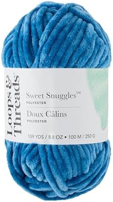 Loops & Threads Sweet Snuggles Yarn - Yarn for Knitting, Crochet, Weaving, and Arts & Crafts - Blue, Polyester, 8.8 oz