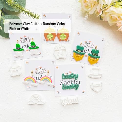 St. Patrick's Day Polymer Clay Cutters Set - 12pcs Lucky Shamrock Leprechaun Shapes for DIY Earring Jewelry Making, Soft Clay Crafts & Holiday Supplies