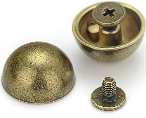 YORANYO 20 Sets 15X8MM Dome Spikes and Studs 19/32" Handbag Feet Bronze Color Round Spikes Screw Back Studs and Spikes for Clothing Shoes Leather Craft Belts Bags Accessories with Installation Tool