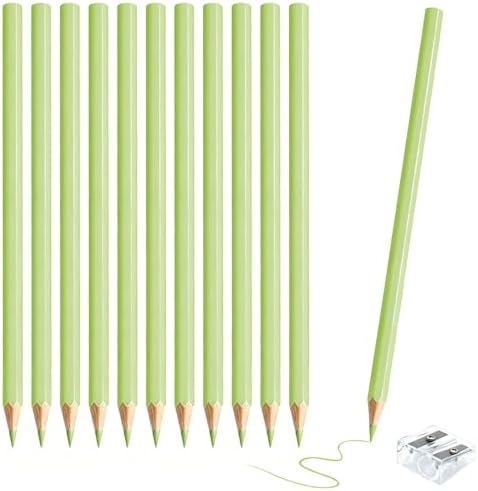 12 PCS Macaron Green Colored Pencils Pre Sharpened Pencil 2 HB - Ideal for Checking, Grading, Tests & Office/School Supplies