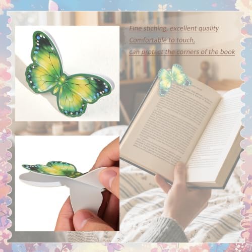 4PCS Leather Butterfly Bookmarks Set for Book, Planners，Vintage Corner Book Marks for Reading Women & Men，Unique Book Marks Gifts for Book Lovers, Reading Accessories for Students & Adults & Kids