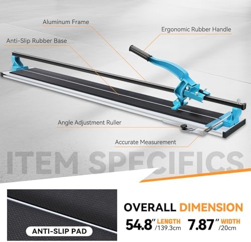 Auto Dynasty 47" Manual Tile Cutter, Cut Porcelain Ceramic Floor for Home