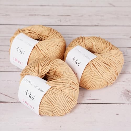 Fine Weight Knitted and Crocheted Cotton Yarn, 100% Long Staple Cotton Yarn, Baby Sports, 2 Packages of 100g/3.52oz (Per Skein 50g/162yards)-Ginger Yellow
