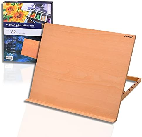 Darnassus A2 Extra Large Adjustable Tabletop Painting Easel, 24.4 inch by 17.3 inch, Drawing and Sketching Board, Book Holder, Book Stands, Tilt Height Adjustable, Portable Easel Stand