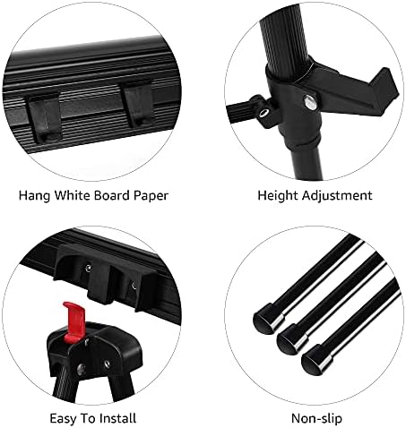 Amazon Basics High Boardroom Height Adjustable Flipchart Whiteboard and Display Easel Stand for Paper Pads and Signage, Portable, Collapsible Telescope Tripod, 37 x 18 x 28 in, Black