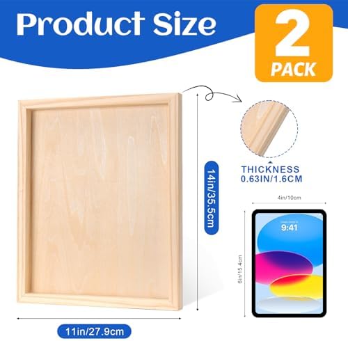 ESRICH 11x14 Inch Wood Panels for Painting, 2 Pack Craft Wood Canvas Boards, Blank Unfinished Wooden Art Board for DIY Art Creations Such as Painting, Acrylic Pouring, Resin, Burning, Collage, etc.