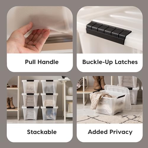 IRIS USA 6-Pack 19 Quart Storage Bins with Lids, Pearl