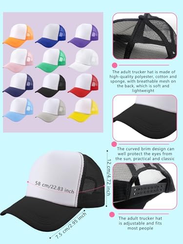 15 Pack Kids DIY Trucker Hats Bulk Summer Mesh Baseball Cap Blank Sublimation Trucker Cap for Child Summer