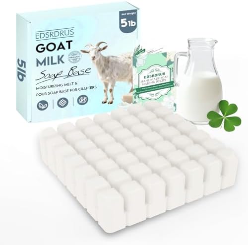 EDSRDRUS 5LB Goat Milk Soap Base, Unscented Melt and Pour Soap Base for DIY Handmade, Deep Pre-Scored Cuts for Effortless Use, Easy to Melt (Goat Milk, 5 Pound)