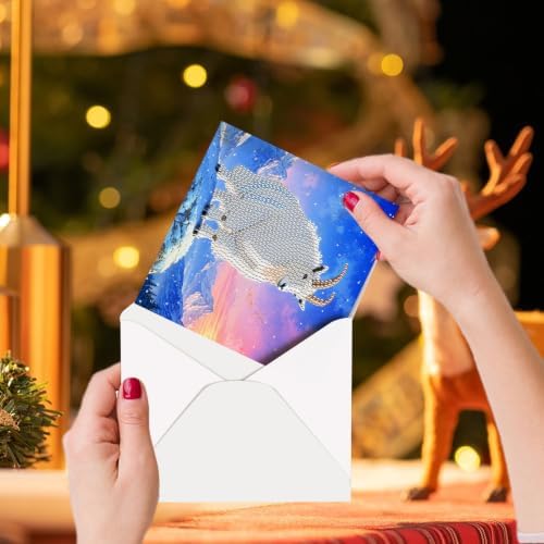 POETRYDRAW DIY Diamond Art Painting Greeting Card Kit, Creative Craft Set for Card Making，Snow Animals