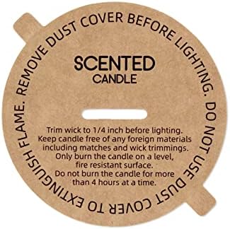 CandMak Candle Dust Covers, 160pcs Printed Kraft Card Candle Dust Lid with Pull Tab for Candle Making (2.25")
