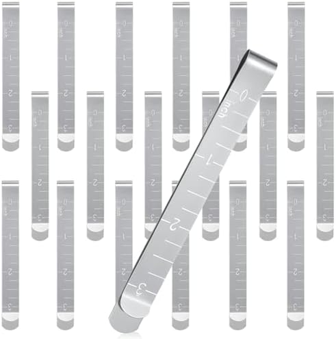 Cindeer 20 Pcs Sewing Clips Stainless Steel Hemming Clips Metal Hemming Tool 3 Inches with Measurements for Fabric Quilting Pinning and Marking Accessories