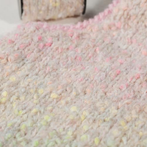 Artisanal Yarn Collection Multifiber Fancy Yarn for Knitting Crocheting Crafts DIY, Set of 3 Rolls(110 Macaron Velvet Yarn)