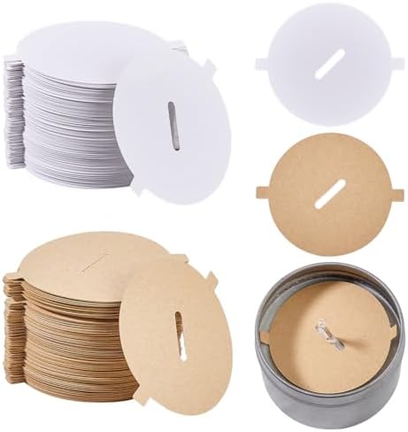 AHANDMAKER 240PCS Candle Dust Covers 2 Colors Paper Candle Pull Tab Lids Candle Decoration, Candle Topper Protection Accessories, Craft Fragrance Dust Protection 2.12 Inch